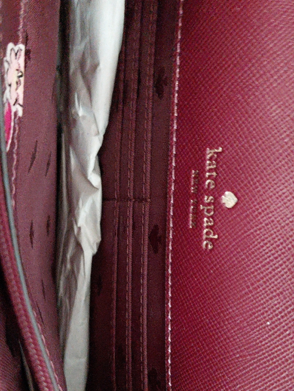 Kate Spade Flower Monogram Flap Crossbody Bag Burgundy Pink Wallet On Chain - Picture 9 of 10
